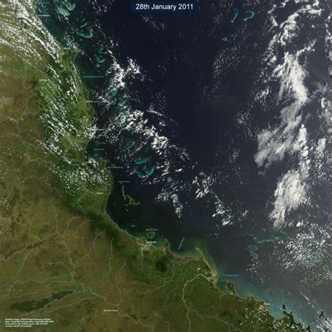 Cyclone Yasi satellite image maps - before and after | eAtlas