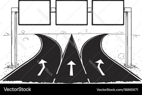 Drawing of blank empty road sign on highway Vector Image