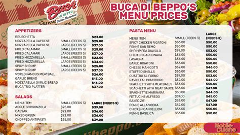 Buca di Beppo Menu Prices + $10 Off Family Style Meals (2024)