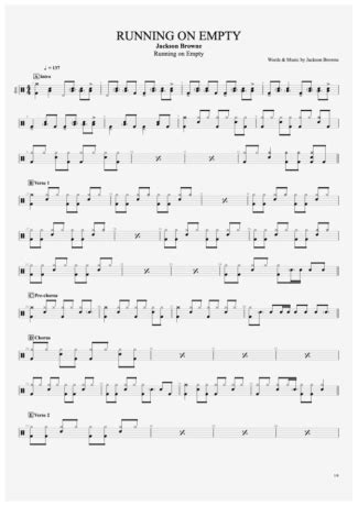 Jackson Browne - Running On Empty - Sheet Music For Drums