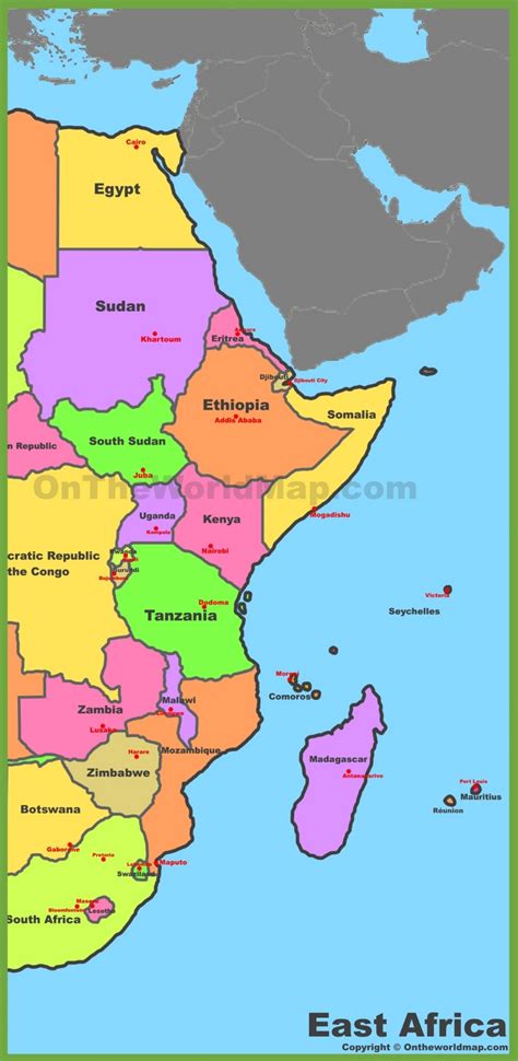 Map of East Africa - Ontheworldmap.com