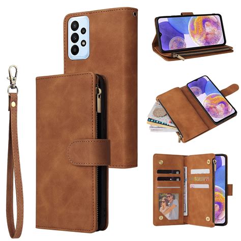 For Samsung Galaxy A23 Multifunctional Frosted Zipper Wallet Leather ...