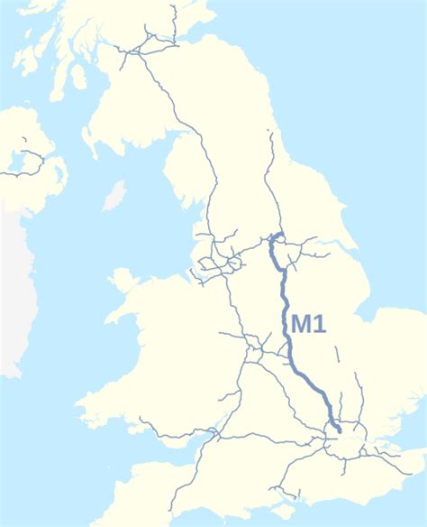 Image: M1 motorway (Great Britain) map