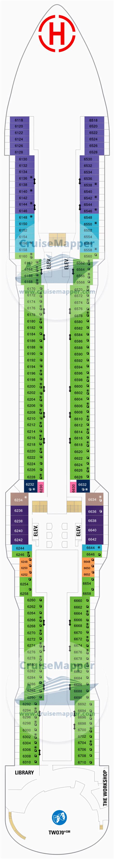 Ovation Of The Seas deck 6 plan | CruiseMapper