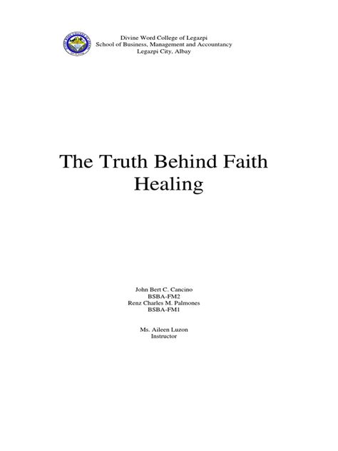 The Truth Behind Faith Healing | PDF | Faith Healing | Alternative Medicine