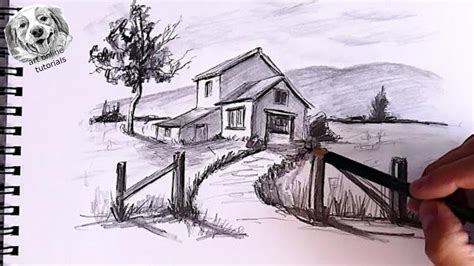 How to Draw a House in 2 Point Perspective in Landscape - YouTube