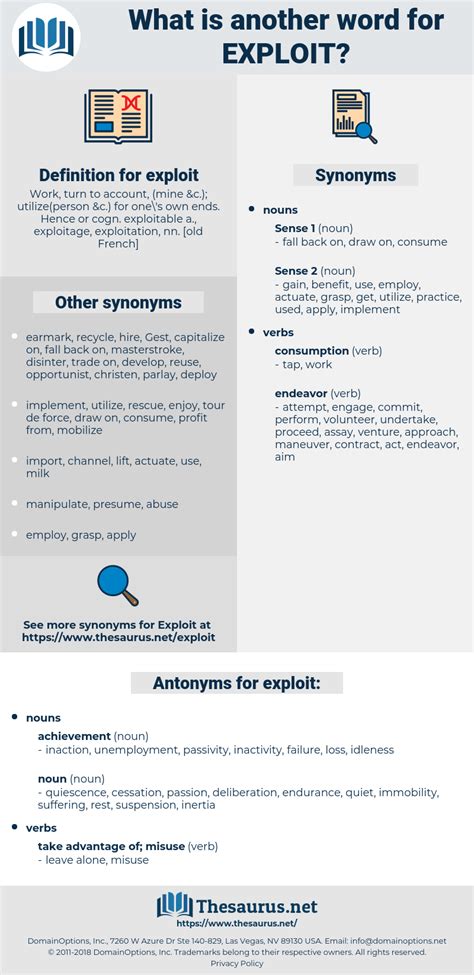 EXPLOIT: 1031 Synonyms and 20 Antonyms | Thesaurus.net