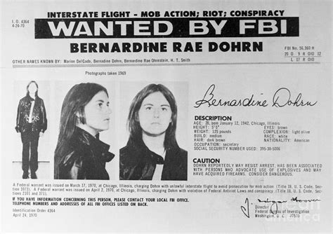 Wanted Poster For Bernardine Dohrn Photograph by Bettmann