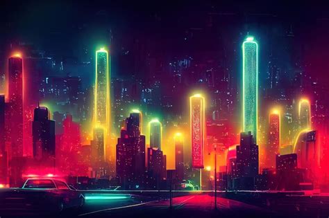 Premium Photo | Futuristic city concept art cityscape at night with ...