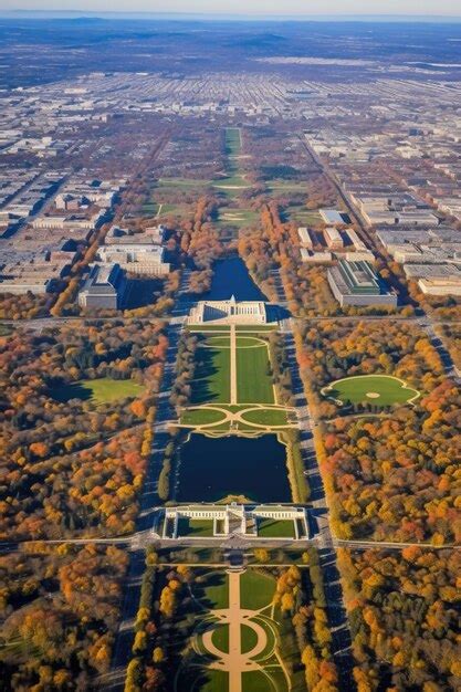 Premium AI Image | Aerial view of the national mall and monuments ...