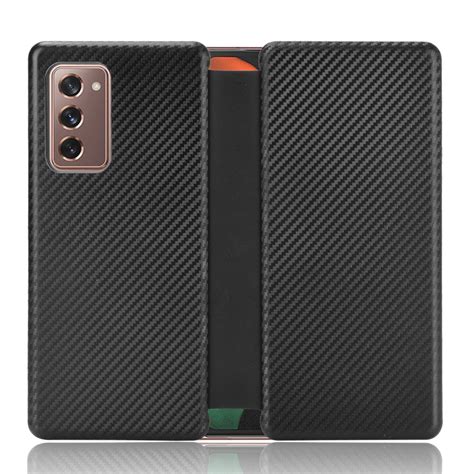 Luxury Carbon Fiber PU Leather Casing Samsung Galaxy Z Fold 2 5G Flip ...