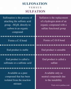 Difference Between Sulfonation and Sulfation | Definition, Process, End ...