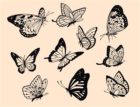 Simple Butterfly Tattoo Set Vector (EPS, SVG) | OnlyGFX.com