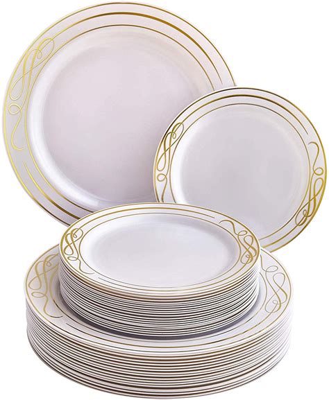 DISPOSABLE 40 PC DINNERWARE SET | 20 Dinner Plates | 20 Salad Plates ...