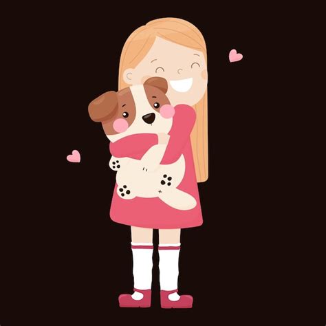 Premium Vector | A girl and a puppy