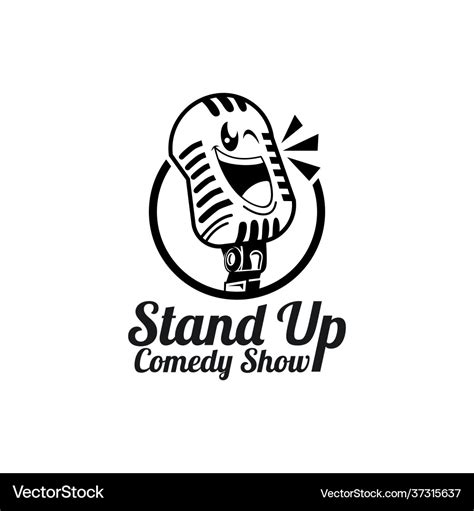 Stand up comedy logo design with funny microphone Vector Image