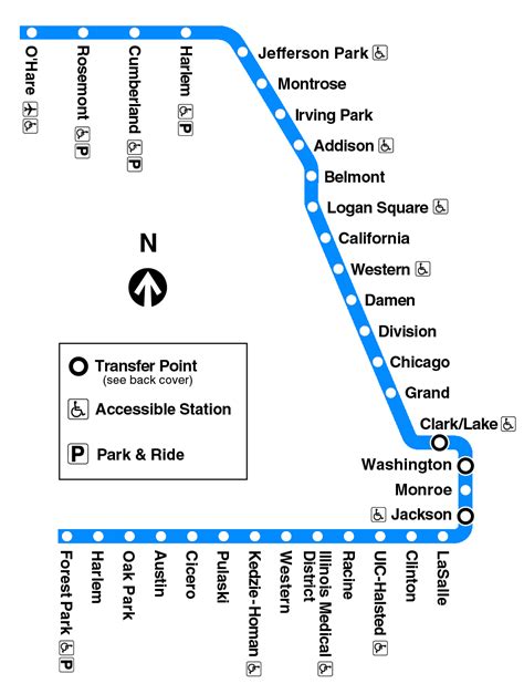 Chicago Metro Blue Line Stops (O’Hare – Forest Park Line)