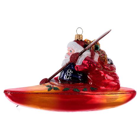 Santa Claus in Kayak Christmas ornament blown glass | online sales on ...