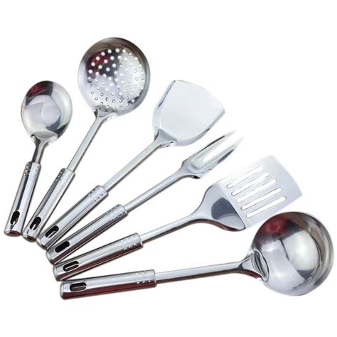 6 piece kitchen utensil set stainless steel kitchen cooking tools high ...