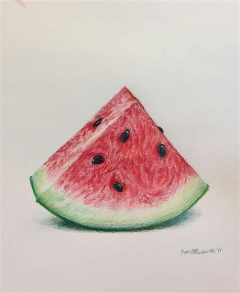 Watermelon / Color Pencil | Watermelon drawing, Buddha art drawing ...