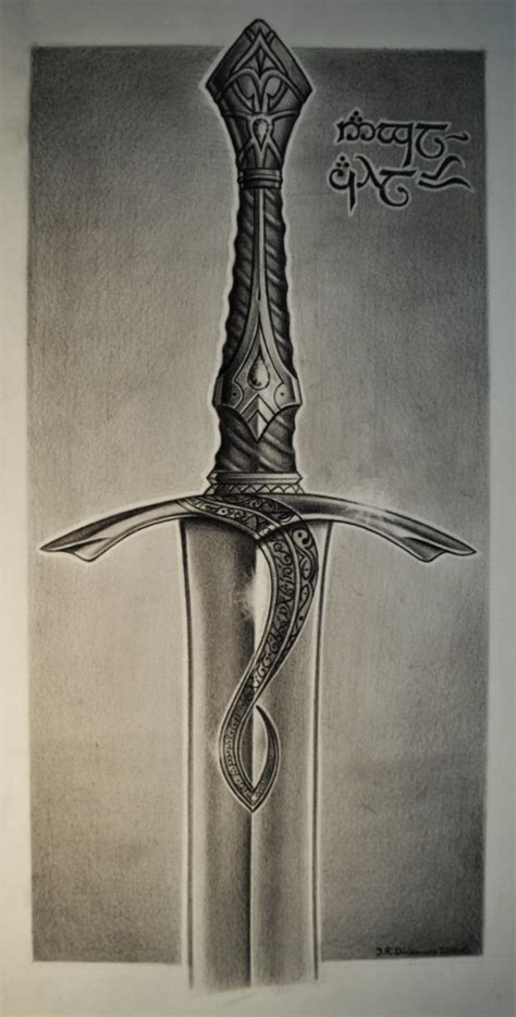 Pencil drawing of Elven sword 'Anglachel' ORIGINAL