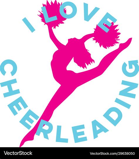 I love cheerleading logo sign Royalty Free Vector Image