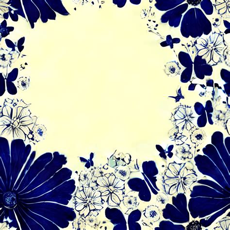 Navy Blue Floral Frame Pattern · Creative Fabrica