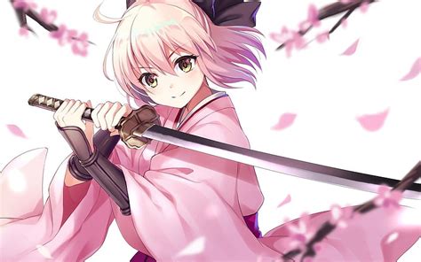 1080P free download | Fate Grand Order, Pink kimono, katana, japanese ...