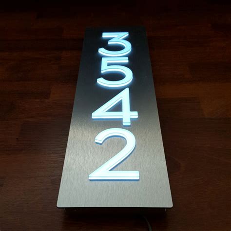 Custom Aluminum & Acrylic LED House Numbers Sign Vertical