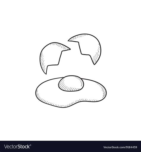 Broken egg and shells sketch icon Royalty Free Vector Image