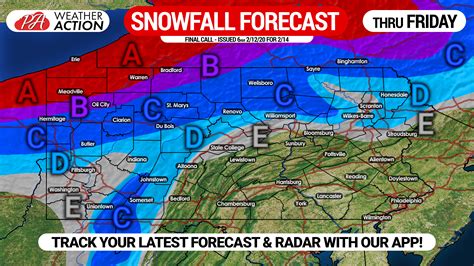 Snowfall Forecast for Tonight Through Friday for Pennsylvania