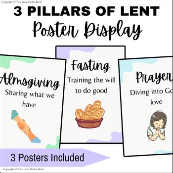 The 3 Pillars of Lent Catholic Poster Displays - Prayer, Fasting and ...