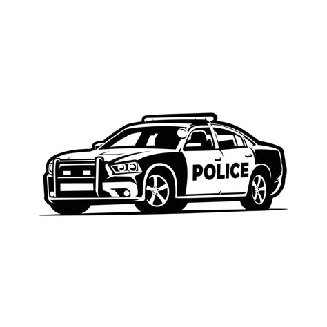 silueta de coche de policía arte vectorial en blanco y negro aislado ...