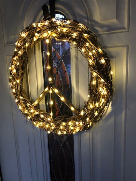 Lighted Peace Wreath Peace Wreath Lighted Peace Sign wreath | Etsy