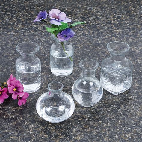 Unique Cut-Glass Clear Glass Vases - Set of Five - Bud Vase to Small ...