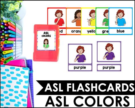 Colors in ASL Flashcards ASL Printable American Sign - Etsy