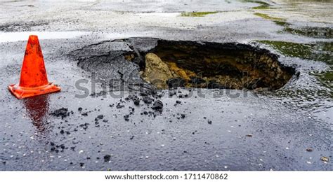 Huge Pit Hole On Road Failure Stock Photo 1711470862 | Shutterstock