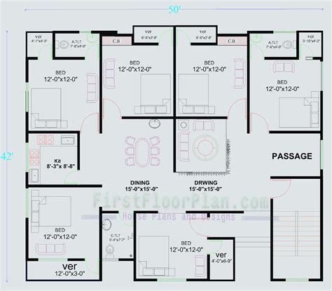 Village House Plan | 2000 SQ FT - First Floor Plan - House Plans and ...