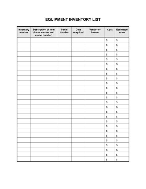 Office Supplies List Template