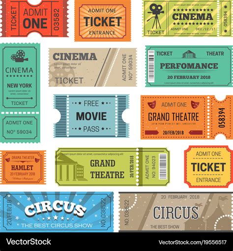 Tickets design templates for movie theater Vector Image