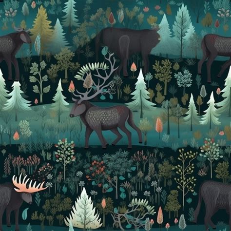 Premium AI Image | A moose in a forest with a forest background