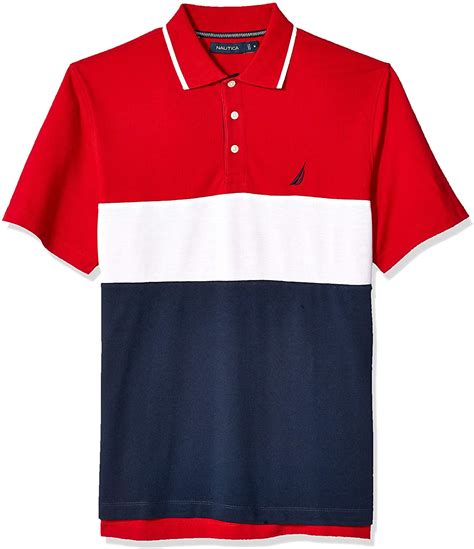 Nautica Men's Short Sleeve 100% Cotton Pique Color Block Polo Shirt | eBay