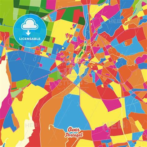 Ovar, Aveiro, Portugal Crazy Colorful Map Print Template | Colorful map ...