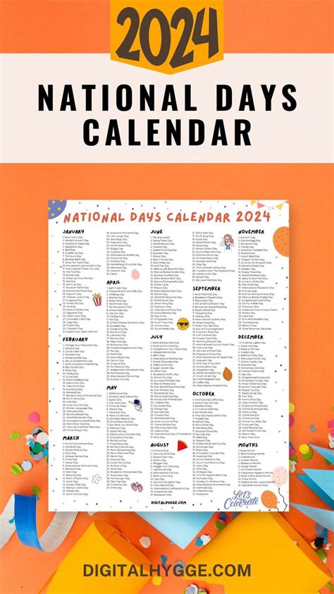 National Days and Holidays 2024 Printable PDF