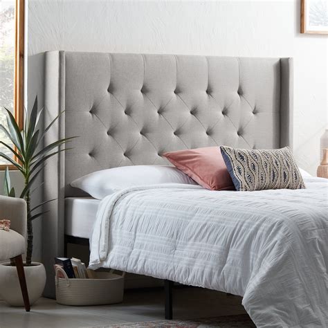 Rest Haven Tufted Wingback Upholstered Headboard, Twin/Twin XL, Gray ...