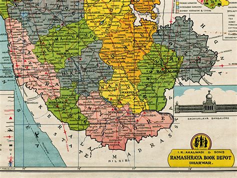 Vintage Map of the Mysore State Kingdom of Mysore Mysore - Etsy