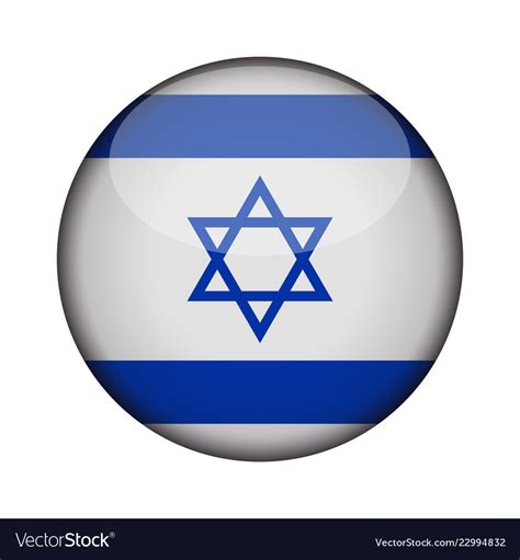 Israel flag in glossy round button icon israel Vector Image