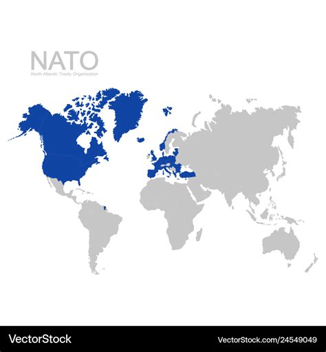 World map with nato member state Royalty Free Vector Image