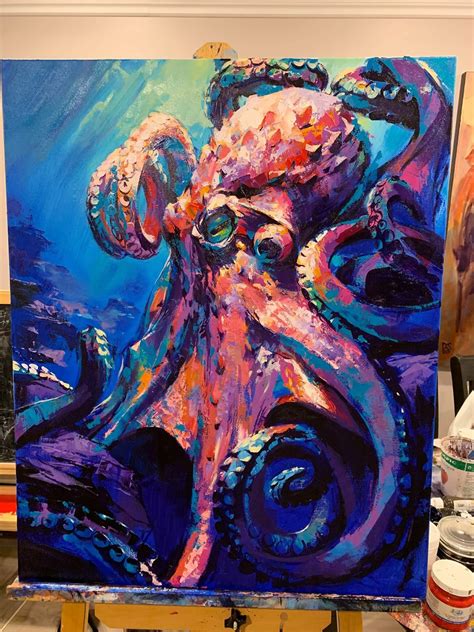 “King Octopus”, Acrylic on 24x30” Canvas : r/painting