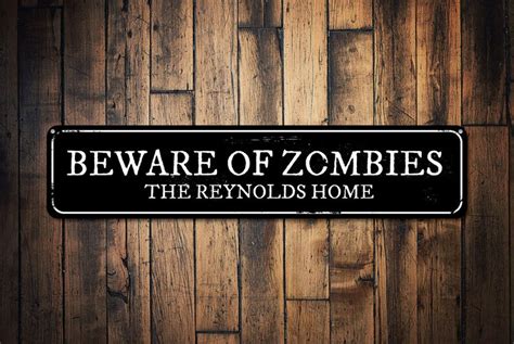 Beware of Zombies Sign Personalized Family Name Home Decor - Etsy